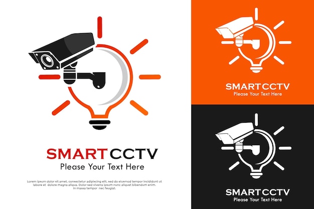 Smart cctv logo template illustration there are bulb with cctv