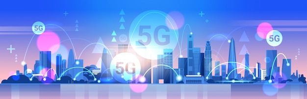 smart city 5G online communication network wireless systems connection concept