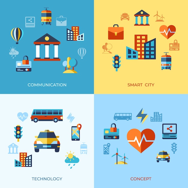 Smart city icons collection