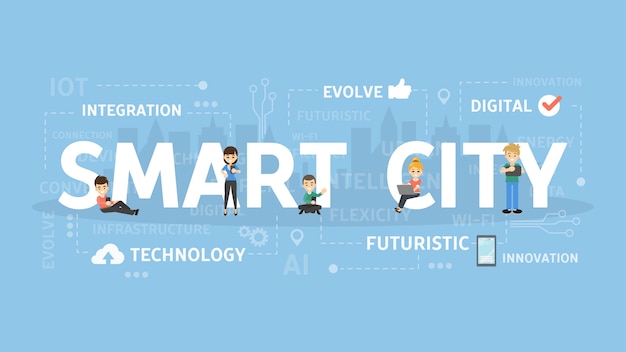 Smart city illustration concept. Idea of wireless technology.