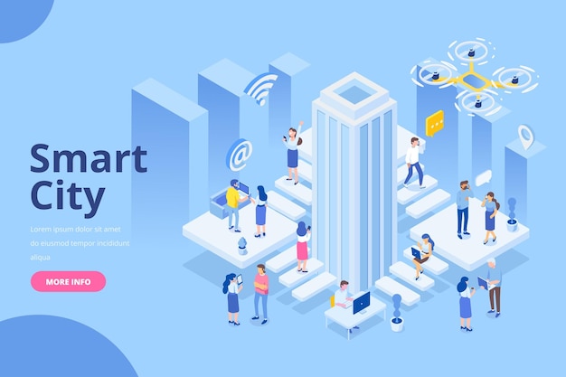 Smart city isometric vector template