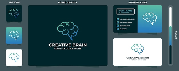 Smart cloud logo template brain tech logo template and business card designs