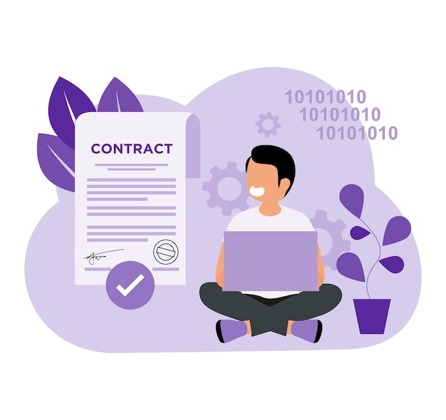 Smart Contract Coding Deals in flat concept