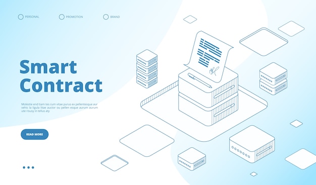 Smart contract isometric landing page template