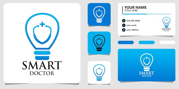 Smart doctor logo with line art inspiration and business card