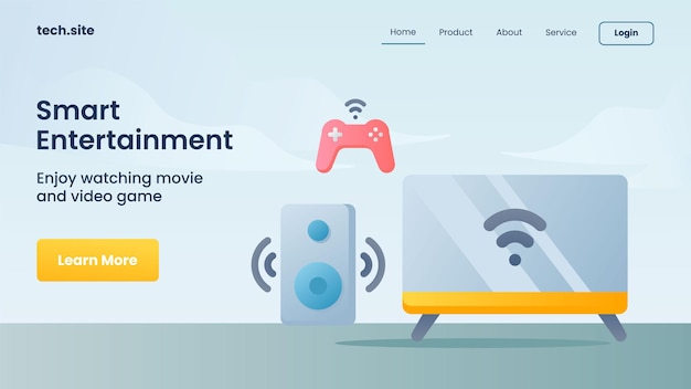 Smart entertainment for website template landing homepage vector illustration