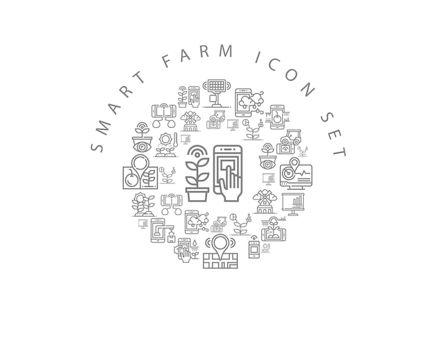 Smart farm icon set design