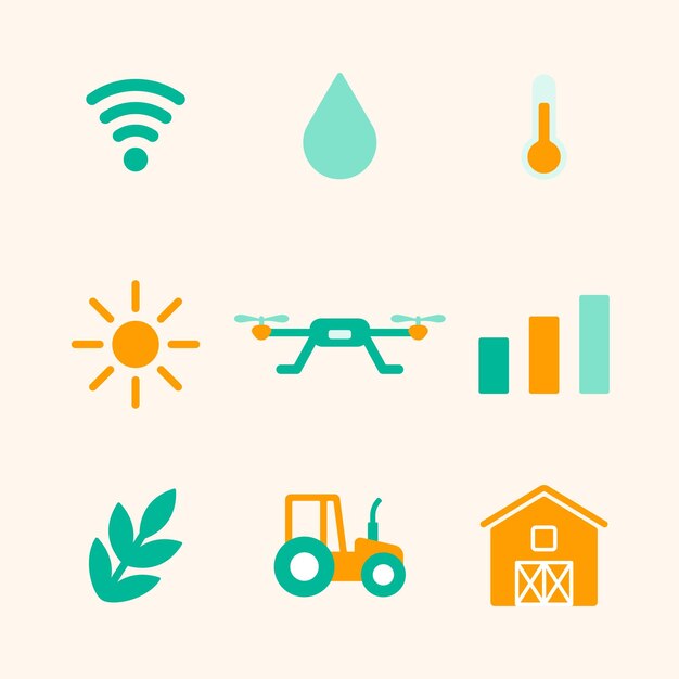 Vector smart farming icon vector digital agricultural technology set