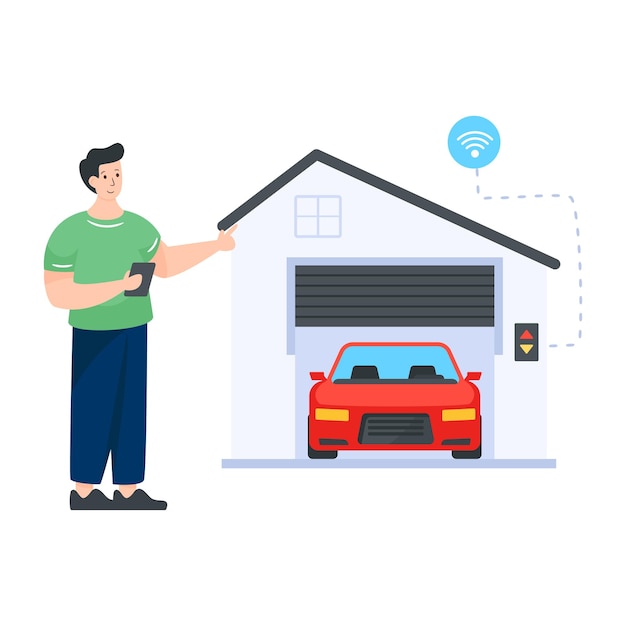 A smart garage flat illustration vector