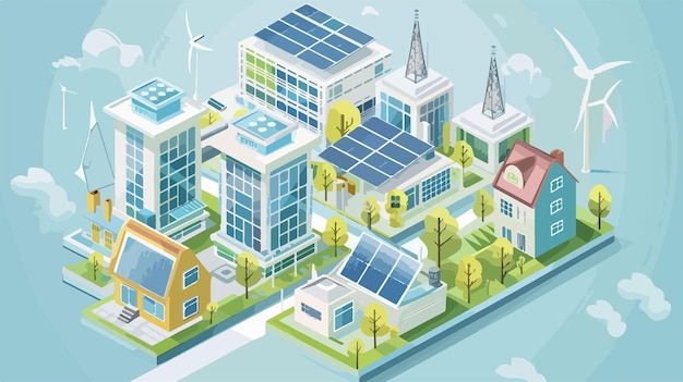 Vector smart grid virtual battery vector illustration