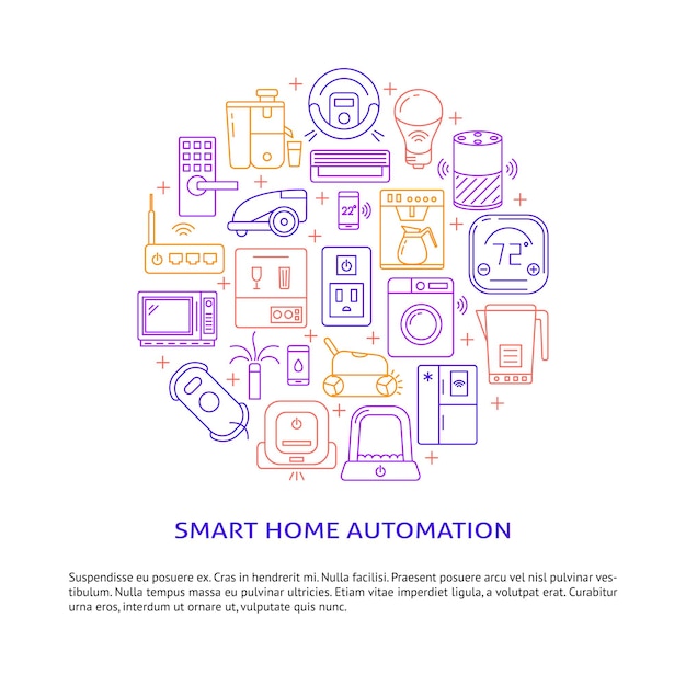 Vector smart home automation round banner template