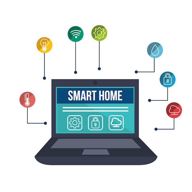 smart home automation tech vector illustration design