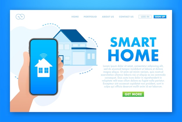 Smart home concept Smart systems and technology Vector stock illustration