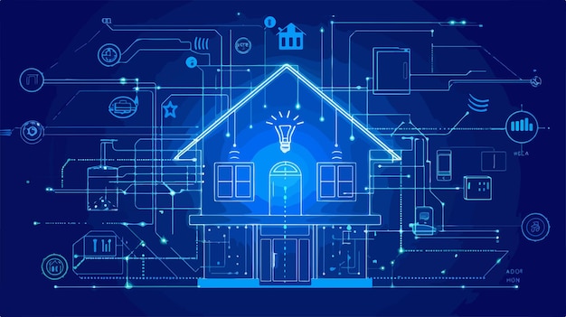 Vector smart home connection control devices icon