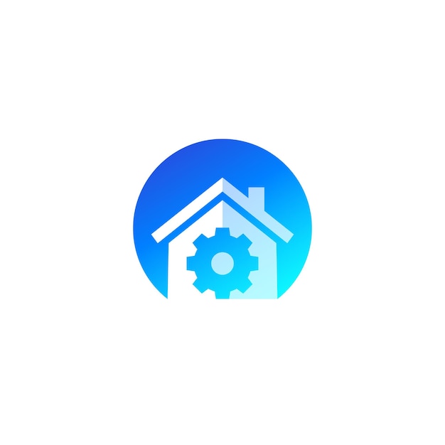 Smart home logo, house and gear