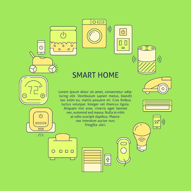 Vector smart home round banner template