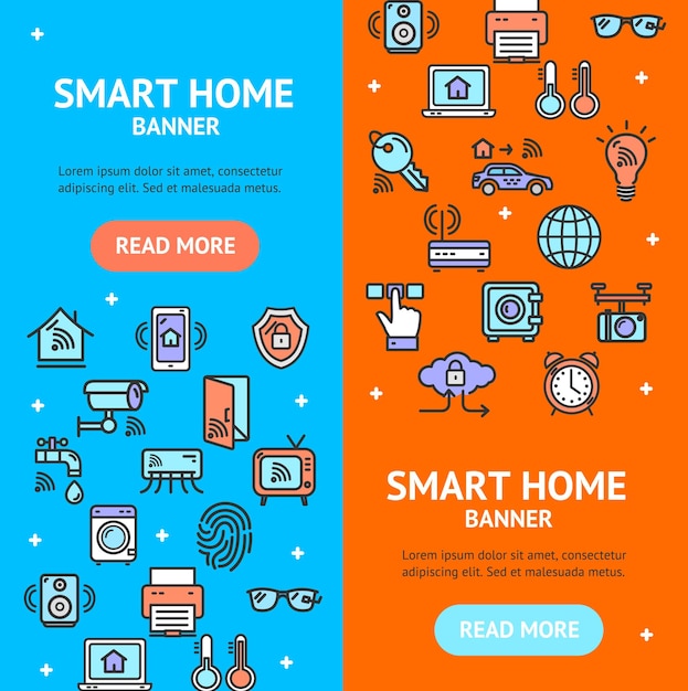 Vector smart home signs banner vecrtical set vector