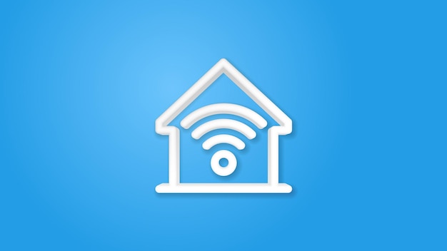 Smart home, wireless technology, digital house realistic icon. 3d line vector illustration. Top view