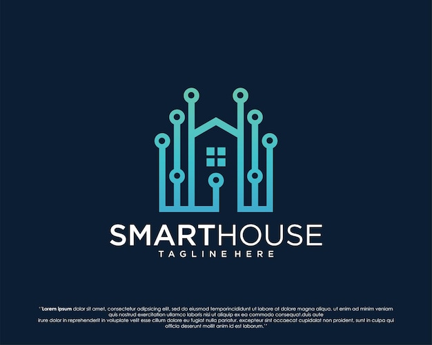 Smart House Logo design vector template. Digital Electronics Chip control Home Logotype concept icon