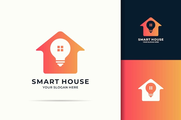 Smart house logo with creative bulb house concept