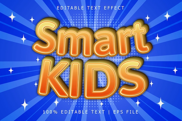 Smart Kids Editable Text Effect 3 Dimension Emboss Modern Style