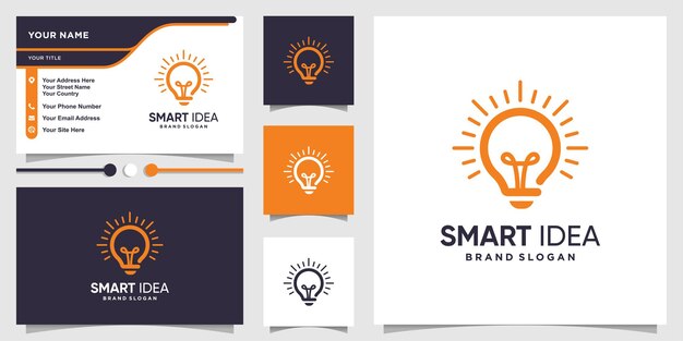 Smart logo with lamp idea concept and business card design