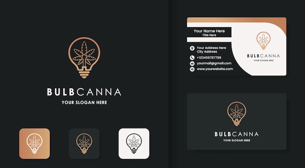 Smart marijuana logo, bulb marijuana and business card