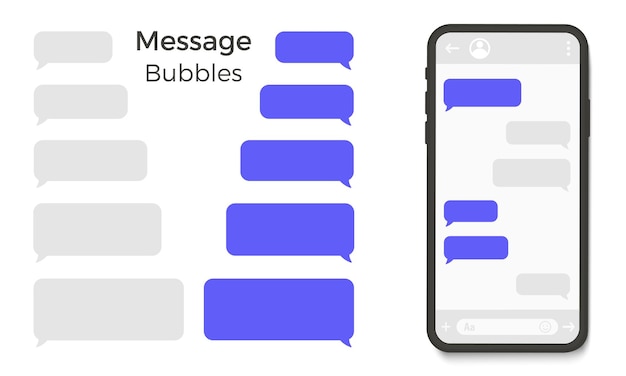 Smart Phone chatting sms template bubbles Place your own text to the message clouds