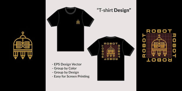 Smart robot technology tshirt design with trendy street wear style premium vector illustration