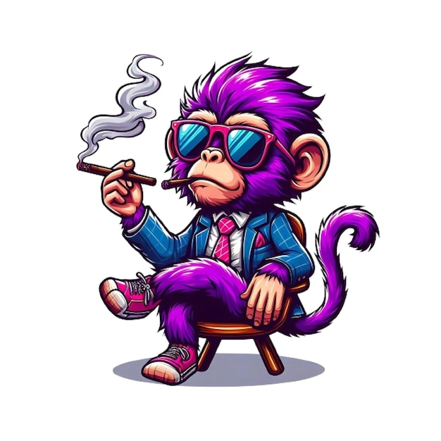 Vector smart smoker monkey vector illustration