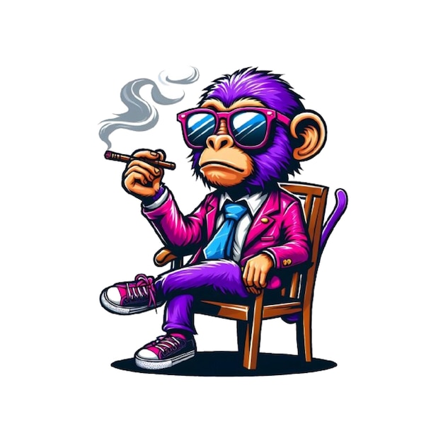 Vector smart smoker monkey vector illustration