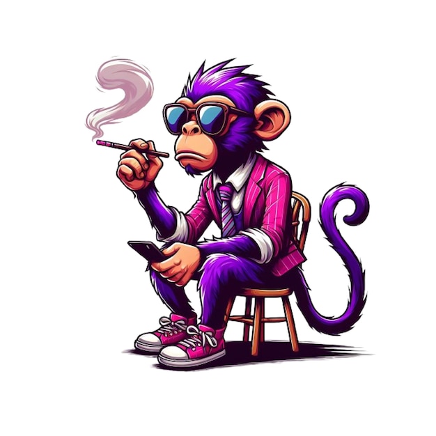 Smart smoker Monkey vector illustration