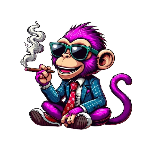 Vector smart smoker monkey vector illustration