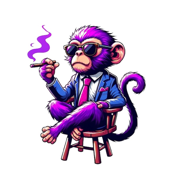 Smart smoker Monkey vector illustration