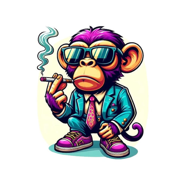 Vector smart smoker monkey vector illustration