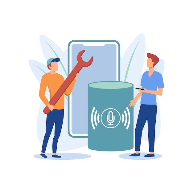 Smart speaker apps development  flat modern design illustration