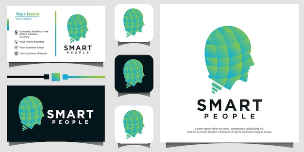 Smart tech logo, human technology or human digital, robot tech logo design