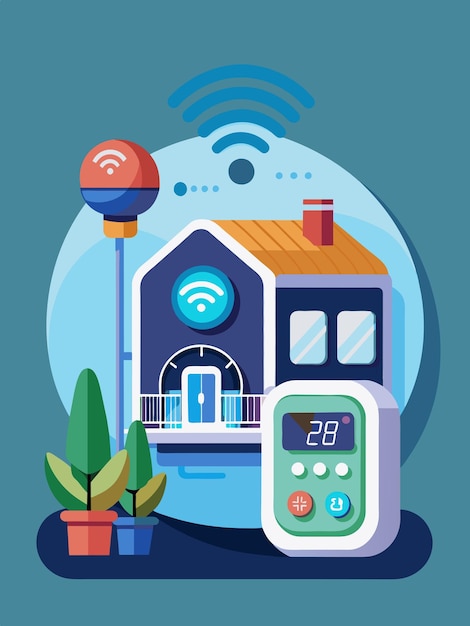 Vector smart thermostat vector graphics illustration eps source file format lossless scaling icon design