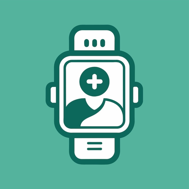 A smart watch displaying a cross symbol on its screen symbolizing religious beliefs or a healthrelated feature Create a minimalistic icon for a wearable health technology