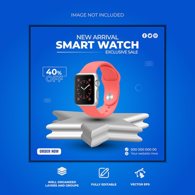 Smart watch sale promotion social media instagram post banner template