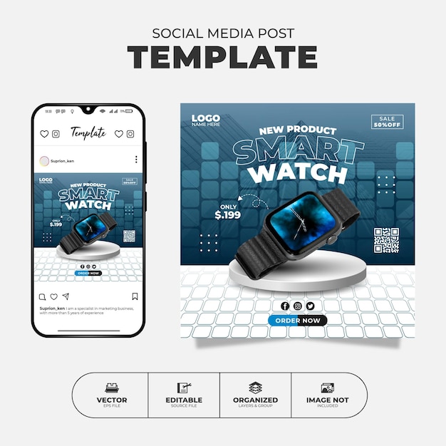 Smart Watch Sale Social Media Instagram Post And Banner Template For Promotion