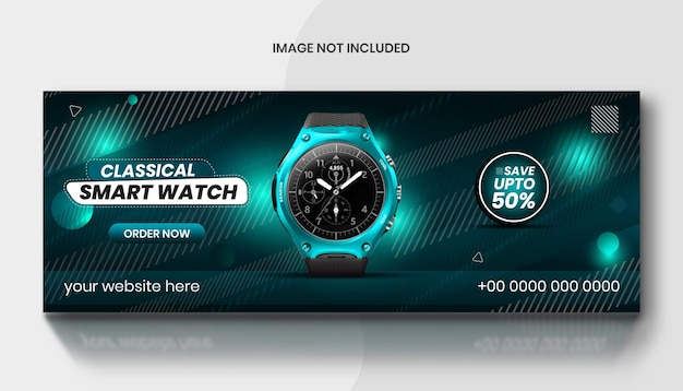 Vector smart watch social media cover design template