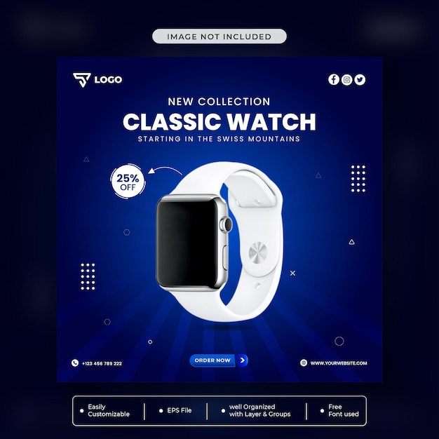 Smart watch social media and instagram post template