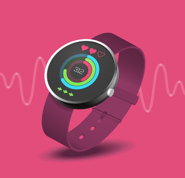 Vector a smart watch with a colorful design on the screen