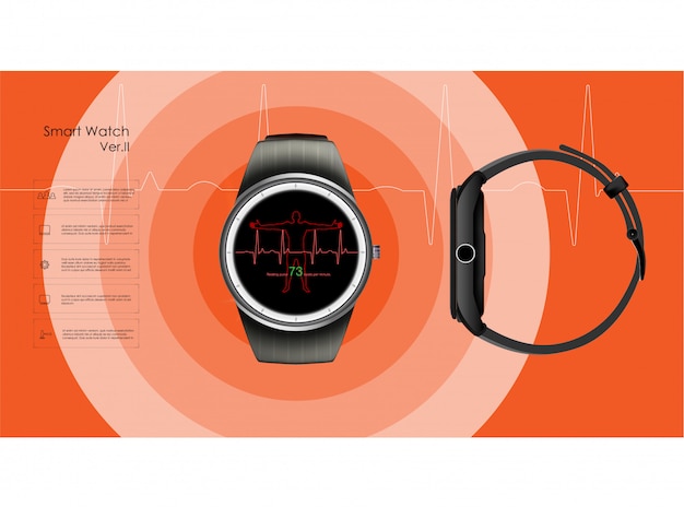  smart watches that monitor the parameters of sleep and rest, health and heart rate.  illustration