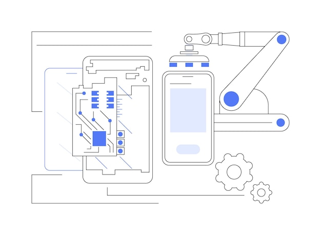 Smartphone assembling abstract concept vector illustration