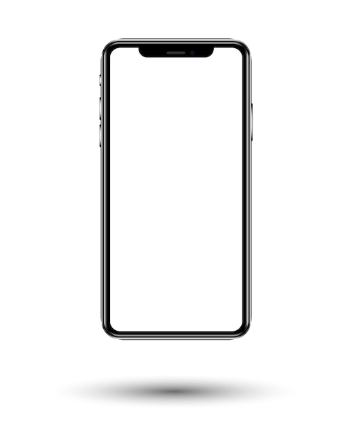 Smartphone in black color with blank touch screen isolated on white background stock vector illustra