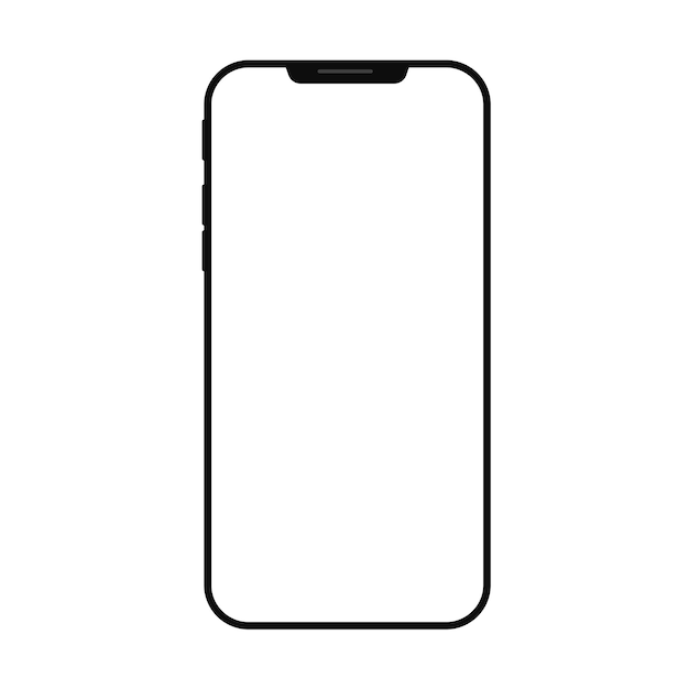 Smartphone blank screen, phone mockup on white background. Vector illustration.