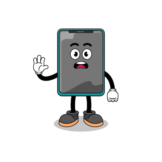 Smartphone cartoon illustration doing stop hand