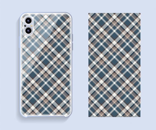 Vector smartphone cover   mockup. template geometric pattern for mobile phone back part. flat .